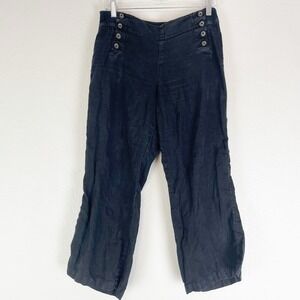 Hard Tail Forever Pants Linen Small Wide-Leg Cropped Faded Black Sailor Pull-on